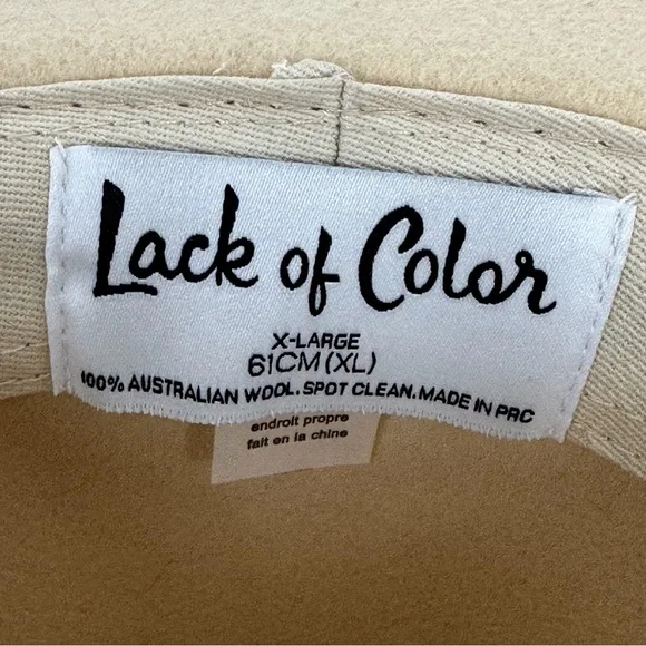 Lack of Color size XL 61cm Ivory Rancher Wool Fedora Hat - Picture 14 of 16